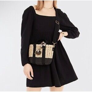 J Crew Dress Womens XS Black Square Neck Long Sleeve Gauze Casual Flowy Mini